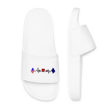 Cardio heart with USA and Alaska - Women’s Pool Sliders - white - Front