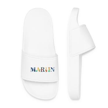 MARTIN name decorated with flowers - Women’s Pool Sliders - white - Front