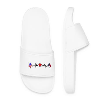 Cardio heart avec drapeau des États-Unis et drapeau de la Caroline du Nord - Claquettes Femme - blanc - Devant