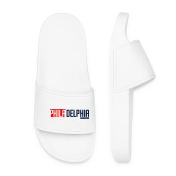 Philadelphia Skyline Silhouette Design - Women’s Pool Sliders - white - Front