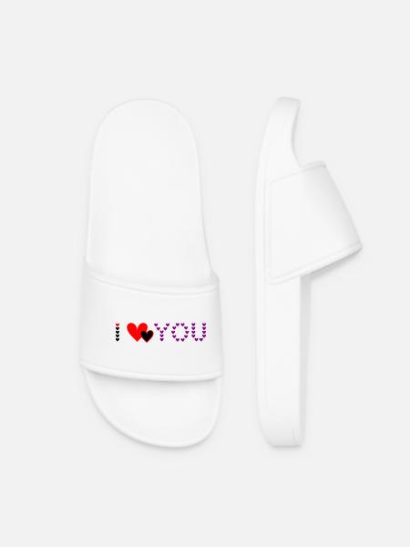 Heart Design Purple Love Hearts - Women’s Pool Sliders - white
