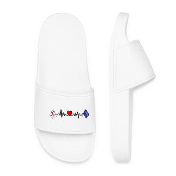 Tyne and Wear + England flag with heartbeat - Women’s Pool Sliders - white - Front