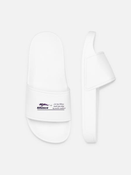 My Silence, clothing design - Women’s Pool Sliders - white