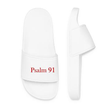 NEW Psalm 91 (Red) - Women’s Pool Sliders - white - Front