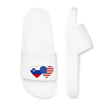 Slovenia USA Flag Heart - Women’s Pool Sliders - white - Front