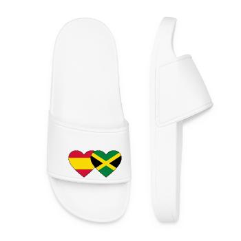 Spain Jamaica Flag Heart - Women’s Pool Sliders - white - Front