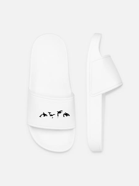 Orca Positions - Geschenkidee - Frauen Badelatschen - Weiß