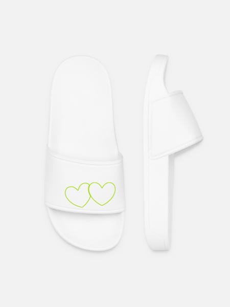 Coeur vert Cadeau couple vert Saint-Valentin - Claquettes Femme - blanc