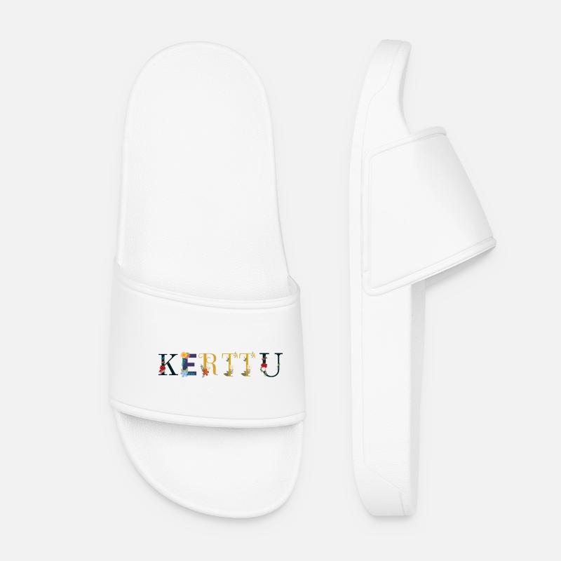 KERTTU name decorated with flowers - Women’s Pool Sliders - white