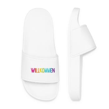 Willkommen - Frauen Badelatschen - Weiß - Vorne