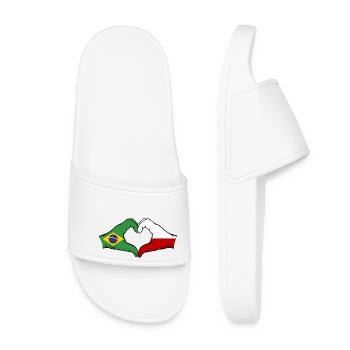 Brésil Pologne Drapeau Mains Coeur Forme - Claquettes Femme - blanc - Devant