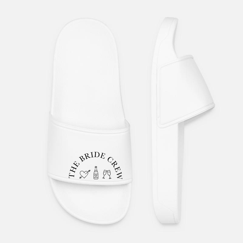 The Bride Crew- Heart, Sparkling Wine, Glass - Women’s Pool Sliders - white