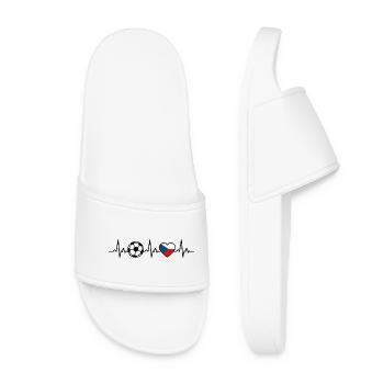 Czech Republic Football Heartbeat Czech Republic Flag - Women’s Pool Sliders - white - Front