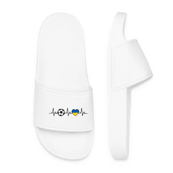 Ukraine Football Heartbeat Ukraine Flag - Women’s Pool Sliders - white - Front