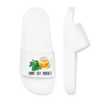 Mint Tea Addict Accro Mint Tea Gift Tea - Women’s Pool Sliders - white - Front