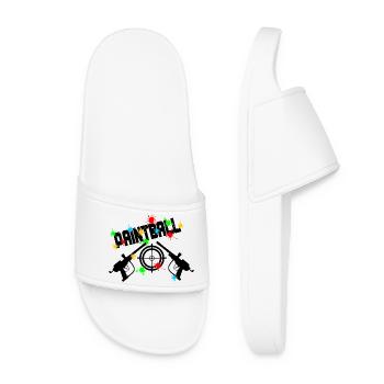 Paintball target with two guns - Women’s Pool Sliders - white - Front
