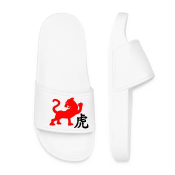 Chinese character tiger with red tiger image - Women’s Pool Sliders - white - Front