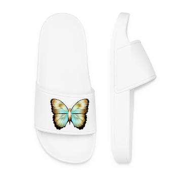 hand-drawn gold shimmering butterfly - Women’s Pool Sliders - white - Front