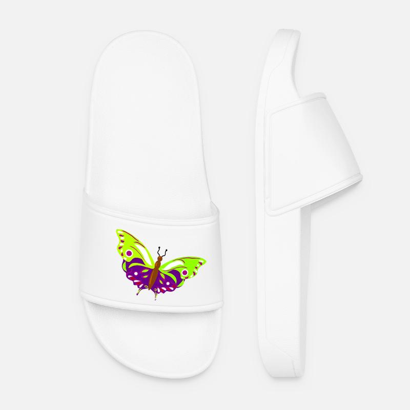 Illustration de papillon multicolore - Claquettes Femme - blanc