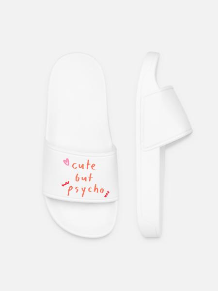 cute but psycho - Women’s Pool Sliders - white