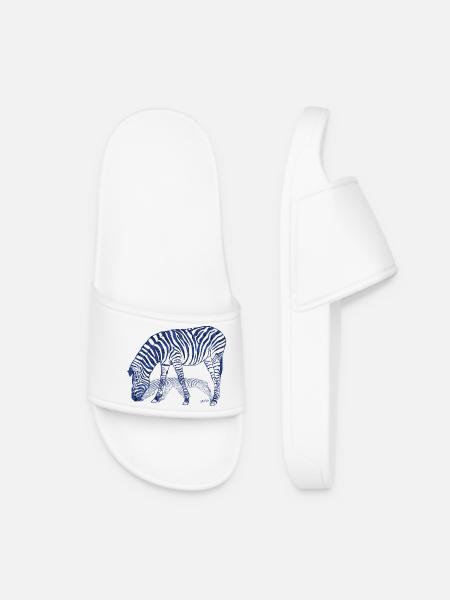 Zebra with zebra shadow - Women’s Pool Sliders - white