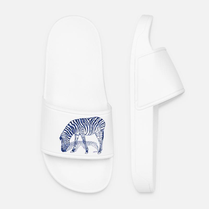 Zebra with zebra shadow - Women’s Pool Sliders - white