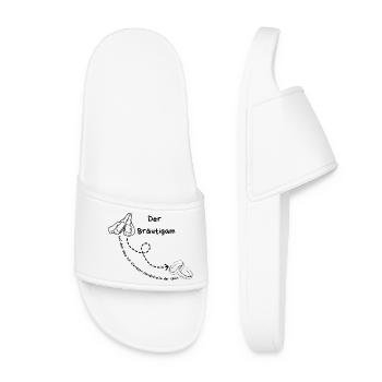 The groom on his way to the smallest handcuff - Women’s Pool Sliders - white - Front