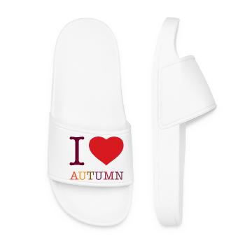 I LOVE AUTUMN - Frauen Badelatschen - Weiß - Vorne