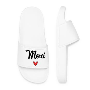 THANK YOU. THANKS. THANK YOU. ANNIVERSARY. BIRTH. - Women’s Pool Sliders - white - Front