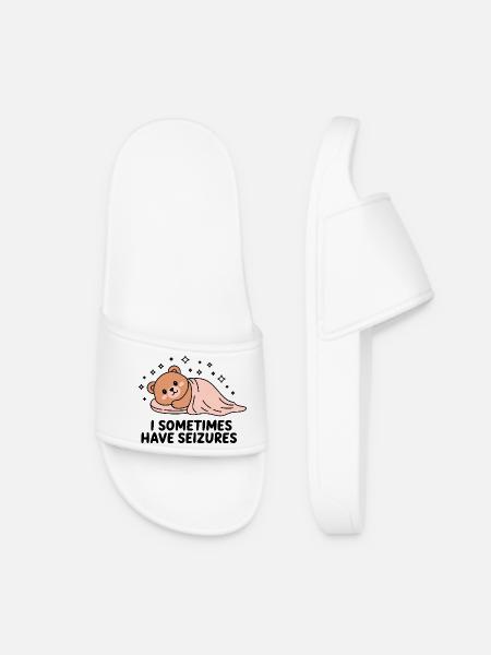 Bear with Seizures Awareness - Women’s Pool Sliders - white