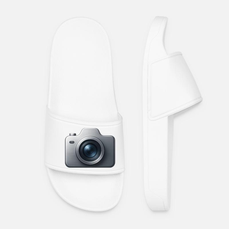 Photo Camera 3D Icon - Women’s Pool Sliders - white