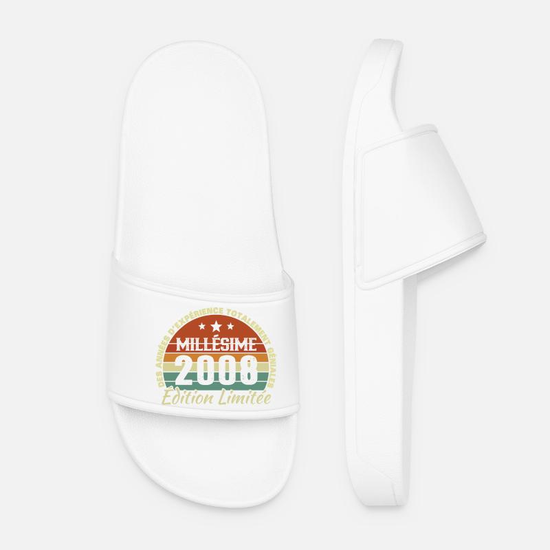 18 Year Old 2008 Vintage Retro Birthday - Women’s Pool Sliders - white