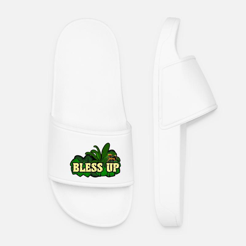 Dub Reggae Bless Up Jungle - Women’s Pool Sliders - white