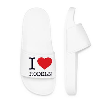 I love Rodeln - Frauen Badelatschen - Weiß - Vorne