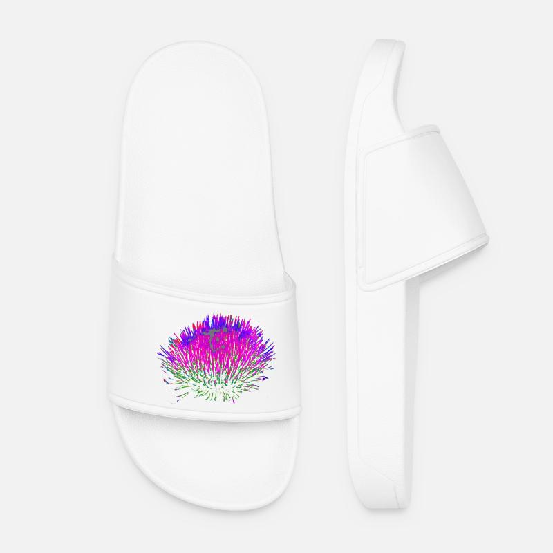 Neon-Blume– Pop-Art Design - Frauen Badelatschen - Weiß