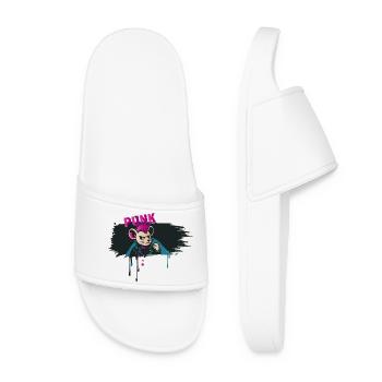 Punk Mouse with Mohawk and Leather Jacket - Women’s Pool Sliders - white - Front