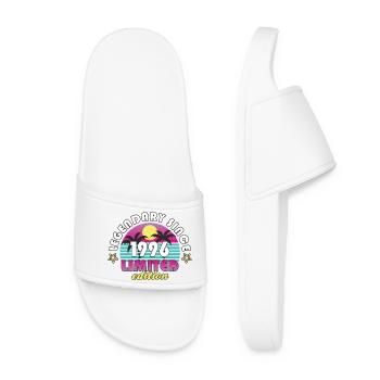 30th Birthday Legendary Since 1996 Unisex Gift - Women’s Pool Sliders - white - Front