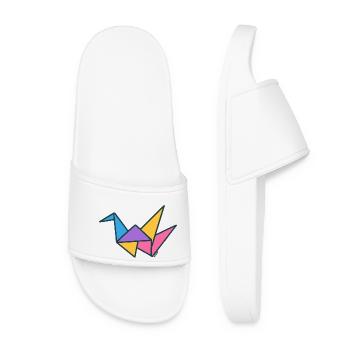 Colorful Origami Crane - Women’s Pool Sliders - white - Front