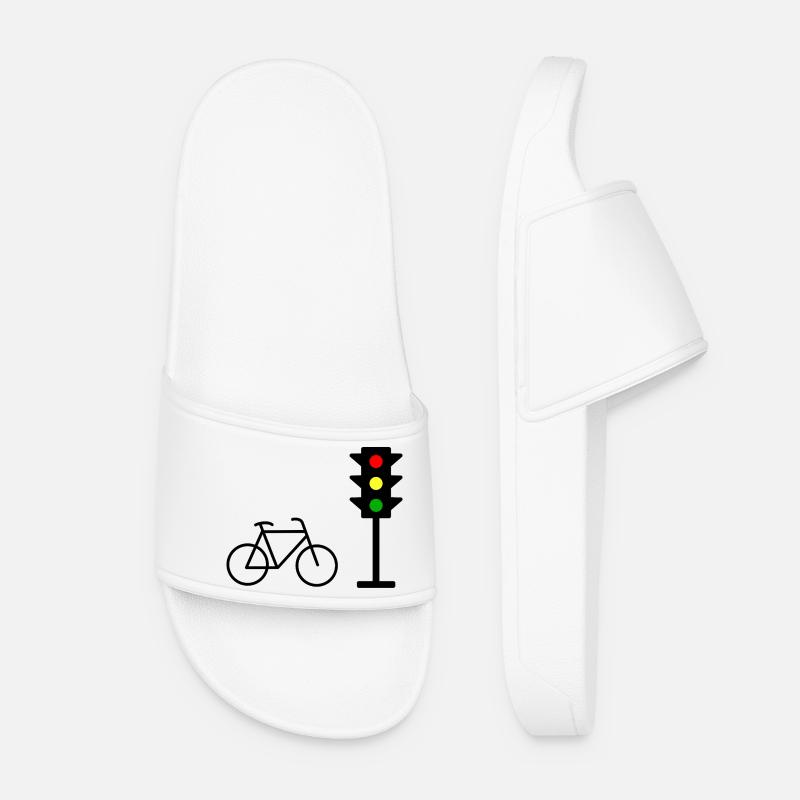 Traffic light print with bicycle - Women’s Pool Sliders - white