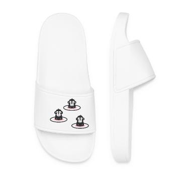 Trois singes des neiges japonais en onsen, rose - Claquettes Femme - blanc - Devant