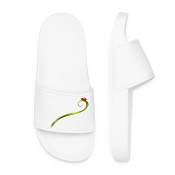 Ladybug on curved blade of grass - Women’s Pool Sliders - white - Front