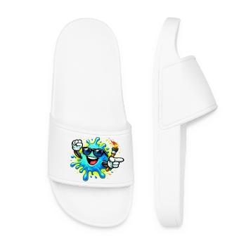 Cheerful Paint Splash with Sunglasses - Women’s Pool Sliders - white - Front