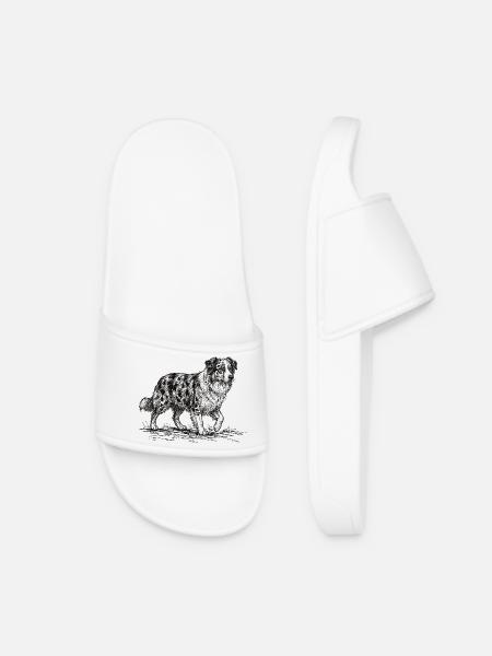Australian Shepherd Sketch – Hund Design - Frauen Badelatschen - Weiß