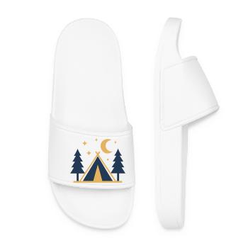 Camping Tent Forest Night Icon - Women’s Pool Sliders - white - Front