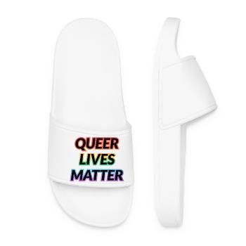 Typographie arc-en-ciel de Queer Lives Matter - Claquettes Femme - blanc - Devant