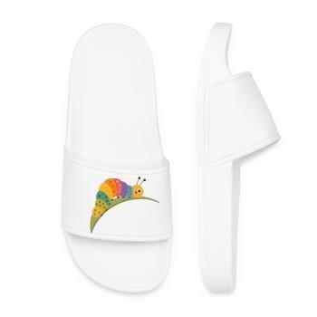 Colorful caterpillar in kawaii style - Women’s Pool Sliders - white - Front