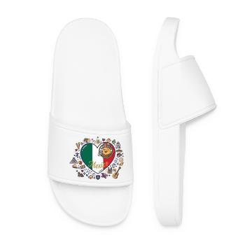 Mexico Heart Cheerful Chicken Flag Style - Women’s Pool Sliders - white - Front