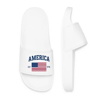 American Flag USA United States of America US 4th - Women’s Pool Sliders - white - Front