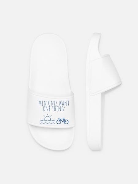 Blue Beach Bike Minimal Print - Claquettes Femme - blanc
