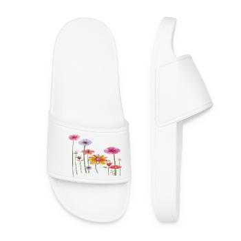 Colorful Wildflowers - Women’s Pool Sliders - white - Front